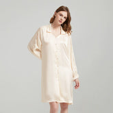 Silk Nightgown with Lace Sleeves – Soft & Elegant Feel - LANI SILK